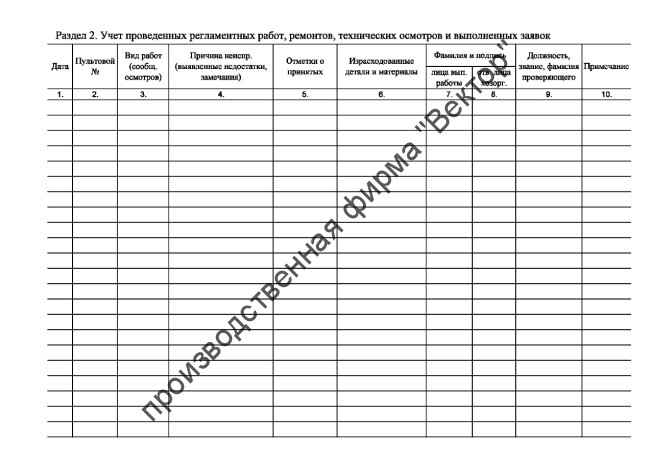 Журнал электромонтёра охранно-пожарной сигнализации