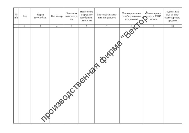 Журнал учета ТО и ремонта автотранспортных средств