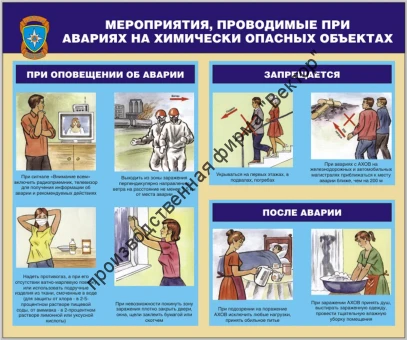 Стенд «Мероприятия, проводимые при авариях на химически опасных объектах»