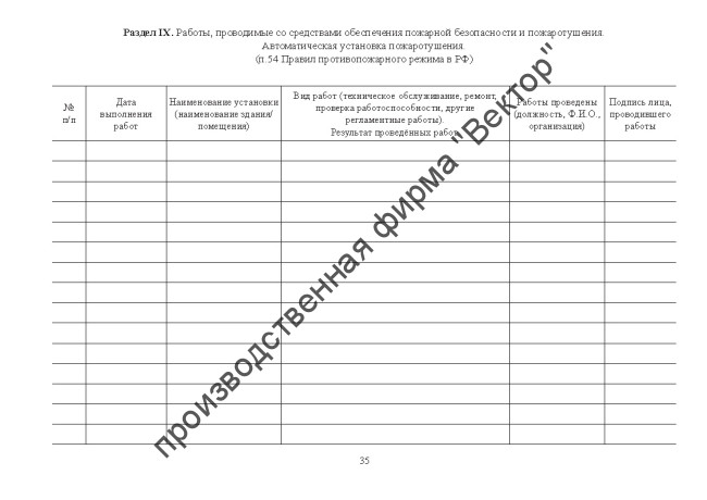 Журнал эксплуатации систем противопожарной защиты (расширенный) Журнал эксплуатации систем противопожарной защиты (расширенный)