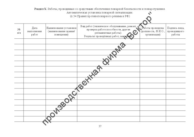 Журнал эксплуатации систем противопожарной защиты (расширенный) Журнал эксплуатации систем противопожарной защиты (расширенный)