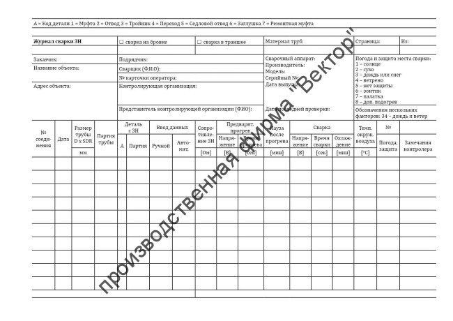 Журнал сварочных работ (Приложение А к ГОСТ Р 71408-2024)