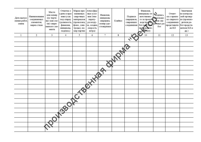 Журнал сварочных работ (СП 70.13330.2012) Журнал сварочных работ (СП 70.13330.2012)