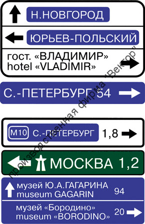 Дорожный знак 6.10.1 "Указатель направлений"