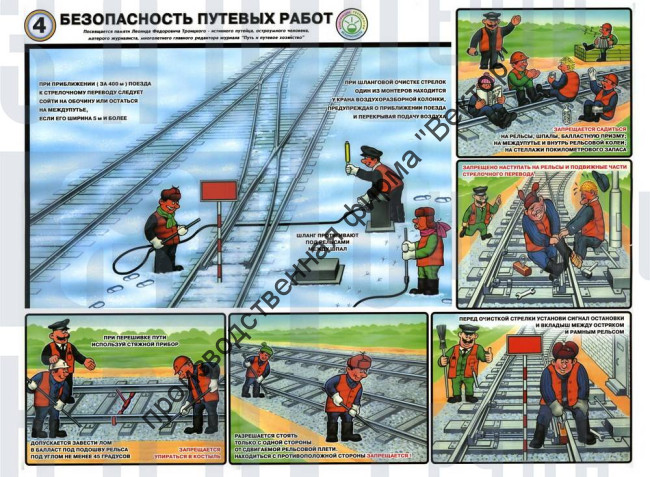 «Безопасность путевых работ». Комплект из 6 плакатов.