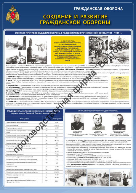 «Создание и развитие гражданской обороны (1941-1945 гг.)». 1 плакат