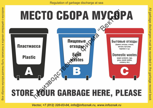 Плакат ИМО «Место сбора мусора» (RUS/ENG)