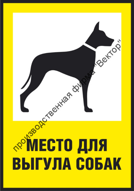 Табличка «Место для выгула собак»