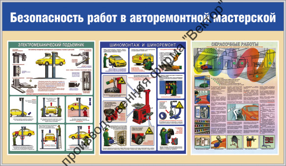 Стенд «Безопасность работ в авторемонтной мастерской»