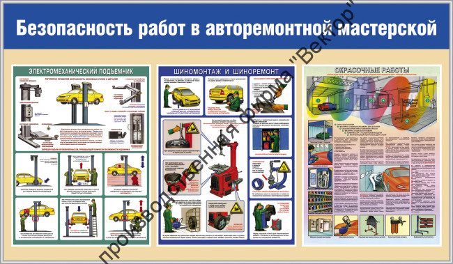Стенд «Безопасность работ в авторемонтной мастерской»