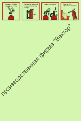 Фотолюминесцентная подложка / экран  под огнетушитель с инструкцией