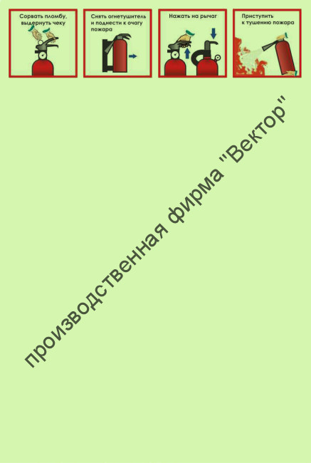 Фотолюминесцентная подложка / экран  под огнетушитель с инструкцией