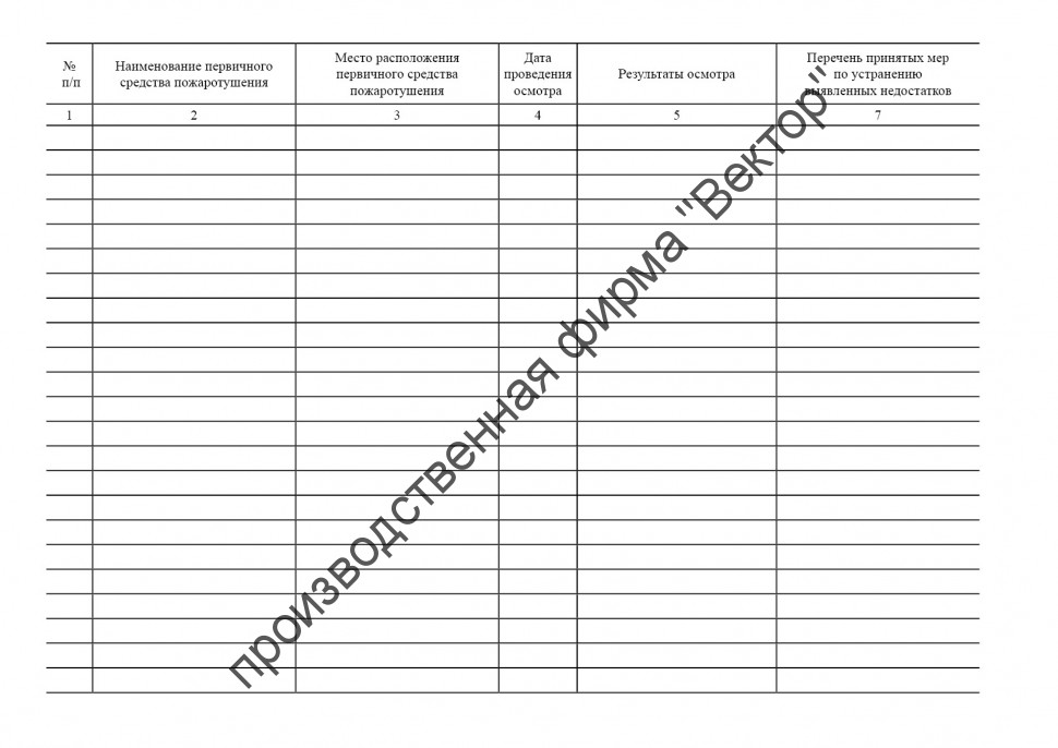 Журнал учёта первичных средств пожаротушения от 163 руб.