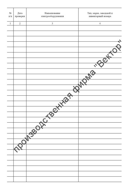 Журнал учёта проверок сопротивления изоляции электрооборудования и электросетей