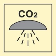 Знак ИМО 06.103 «Помещение или группа помещений. защищенных системой пожаротушения углекислотой»