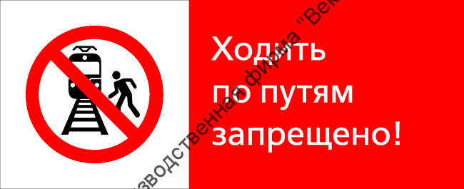 Знак РЖД «Ходить по путям запрещено!» (RZD-02-02)