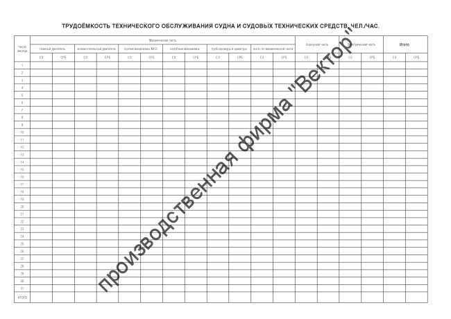 Машинный журнал теплохода (форма ЭД-1.2)